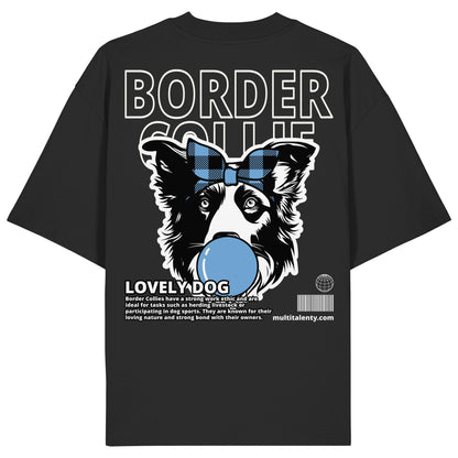 Bubble Gum Border Collie (blau) - Organic Oversize Shirt