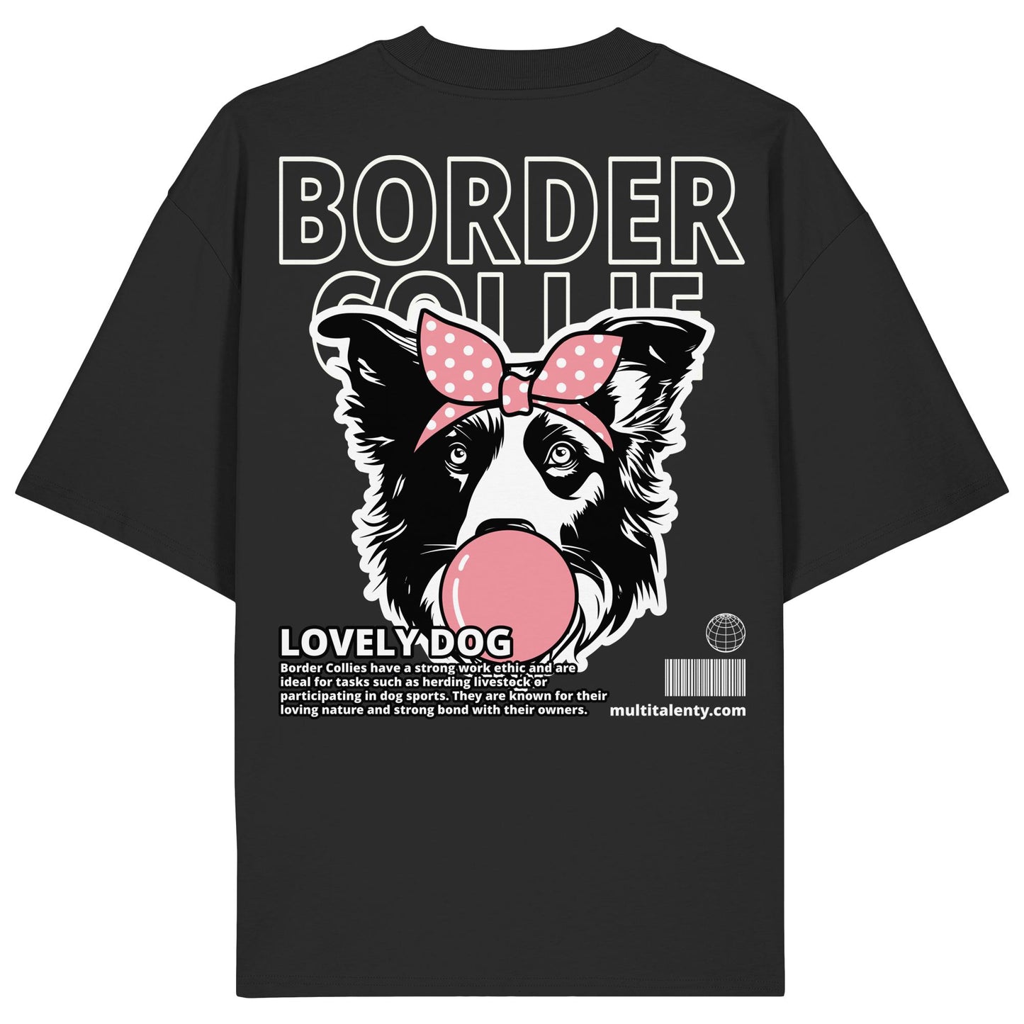 Bubble Gum Border Collie (rosa) - Organic Oversize Shirt