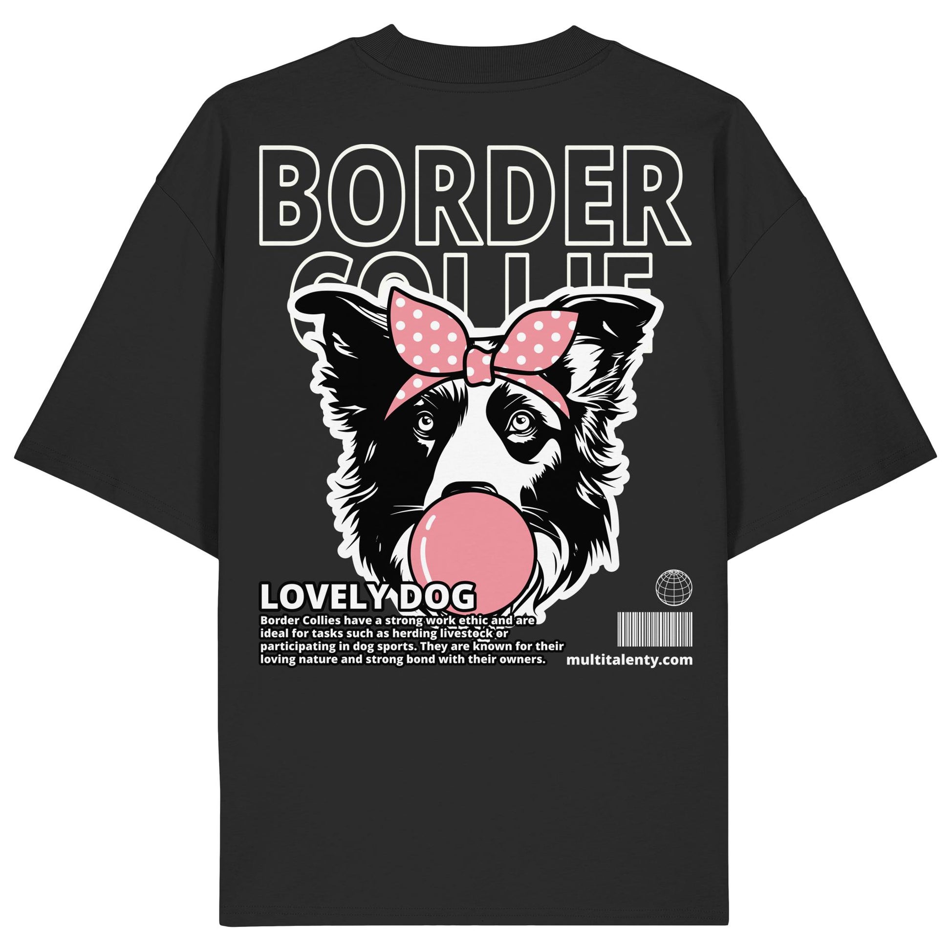 Bubble Gum Border Collie (rosa) - Organic Oversize Shirt