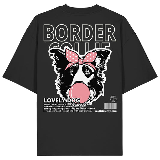 Bubble Gum Border Collie (rosa) - Organic Oversize Shirt