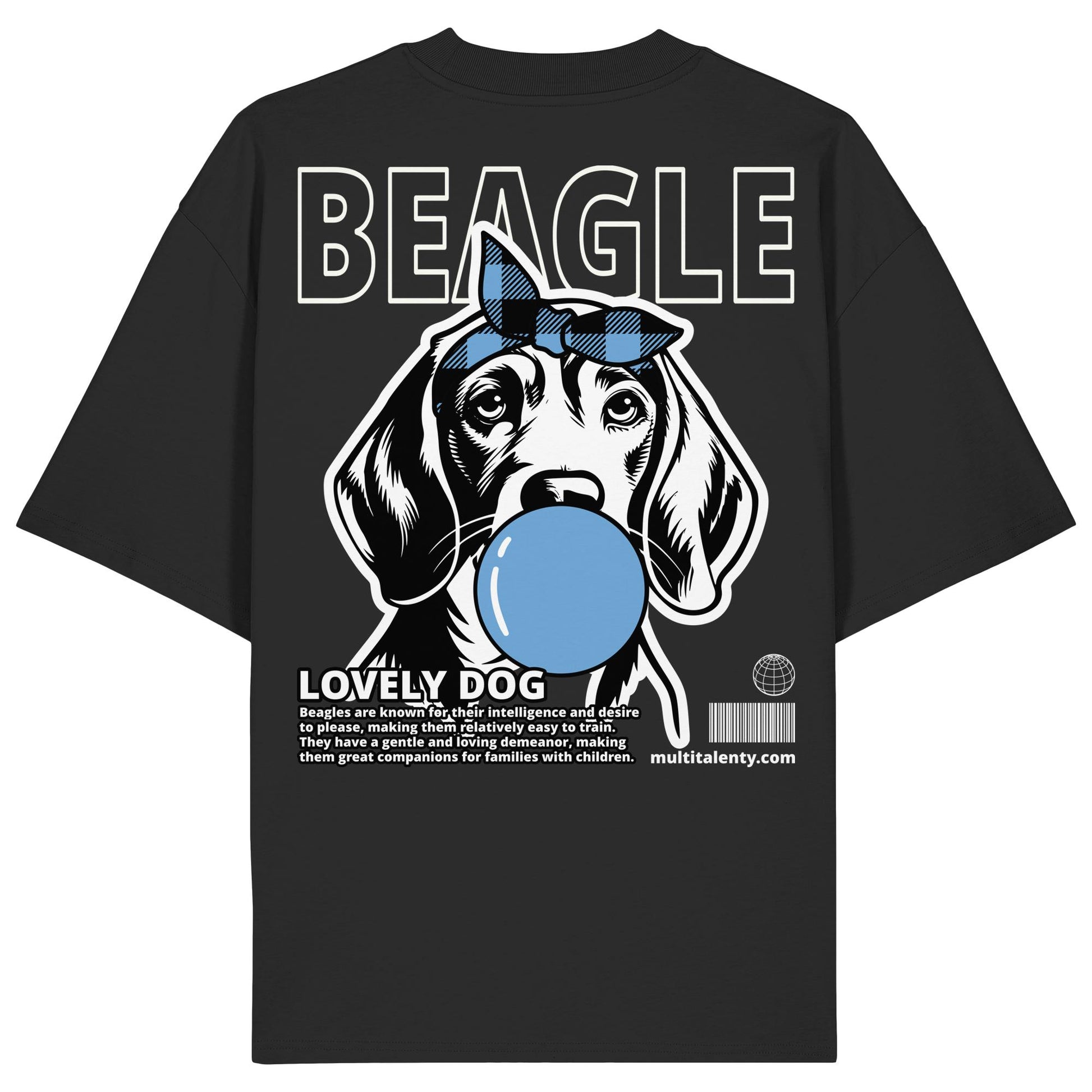 Bubble Gum Beagle (blau)  - Organic Oversize Shirt