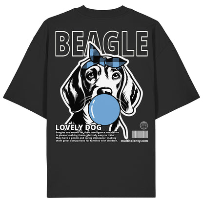 Bubble Gum Beagle (blau)  - Organic Oversize Shirt
