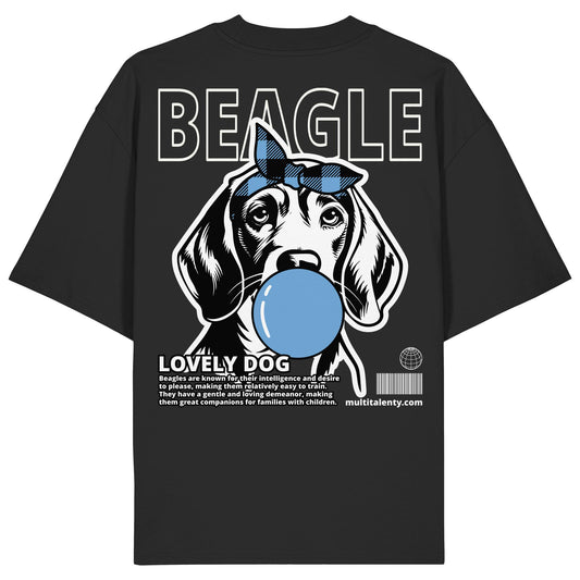 Bubble Gum Beagle (blau)  - Organic Oversize Shirt