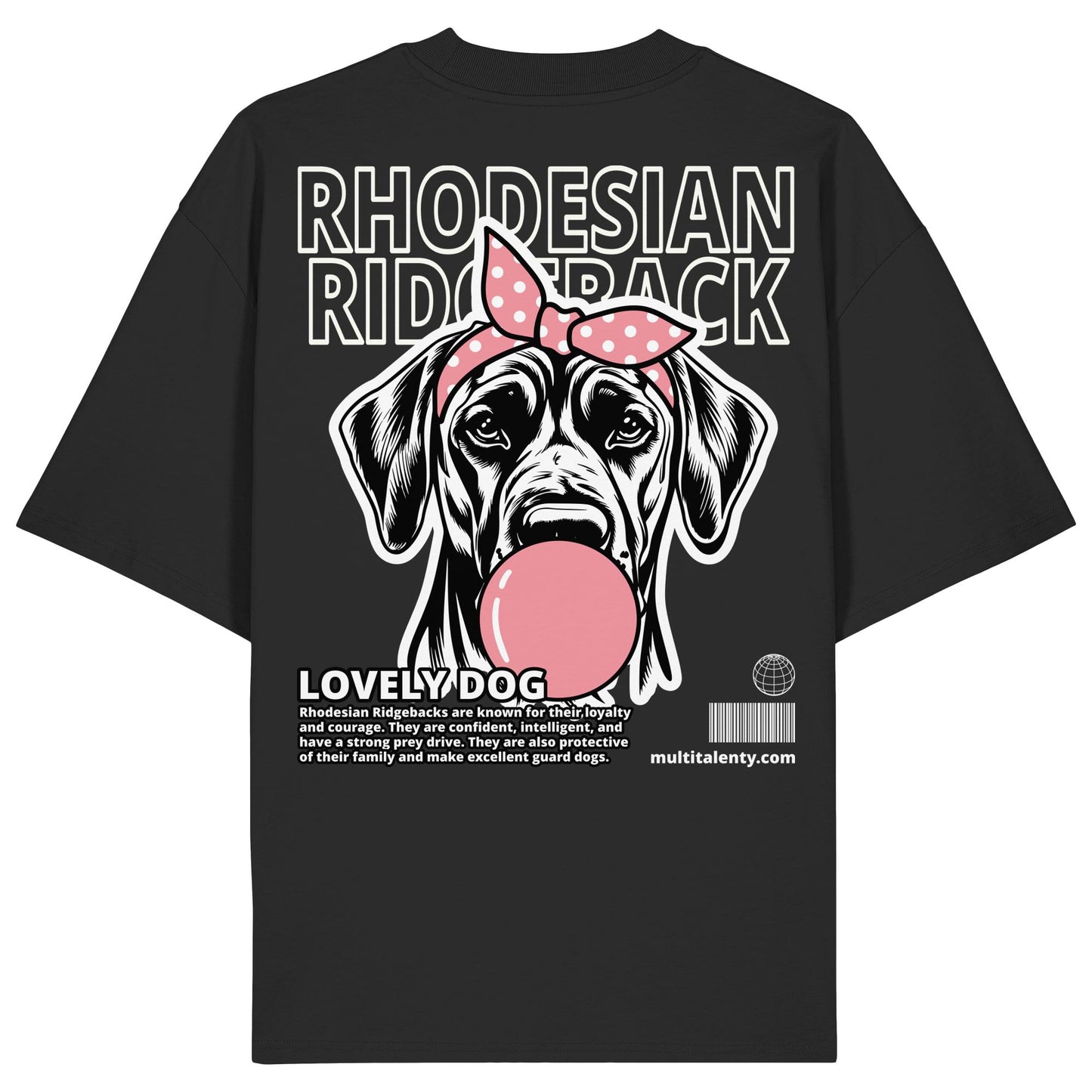 Bubble Gum Rhodesian Ridgeback (rosa) - Organic Oversize Shirt