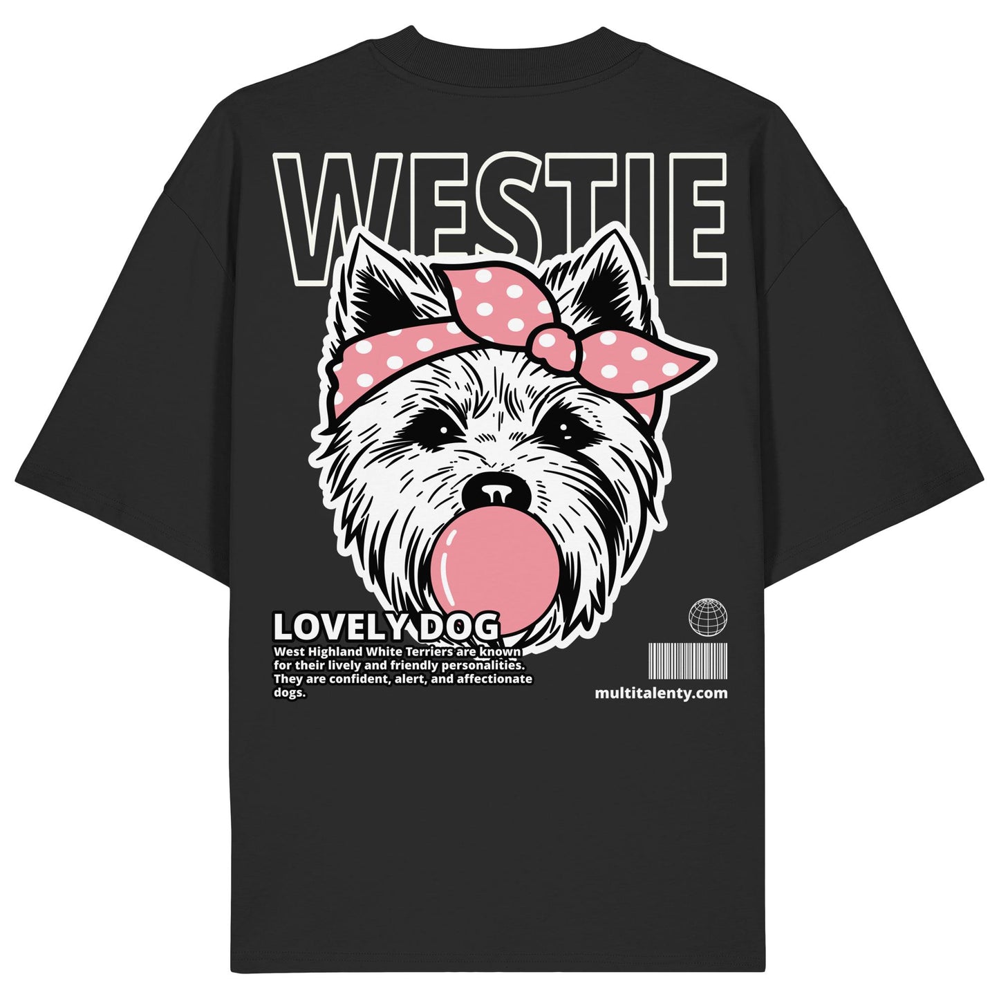 Bubble Gum Westie (rosa) - Organic Oversize Shirt
