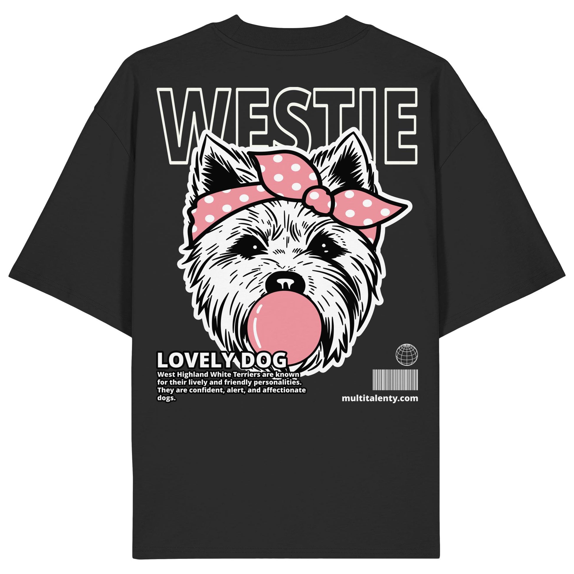 Bubble Gum Westie (rosa) - Organic Oversize Shirt
