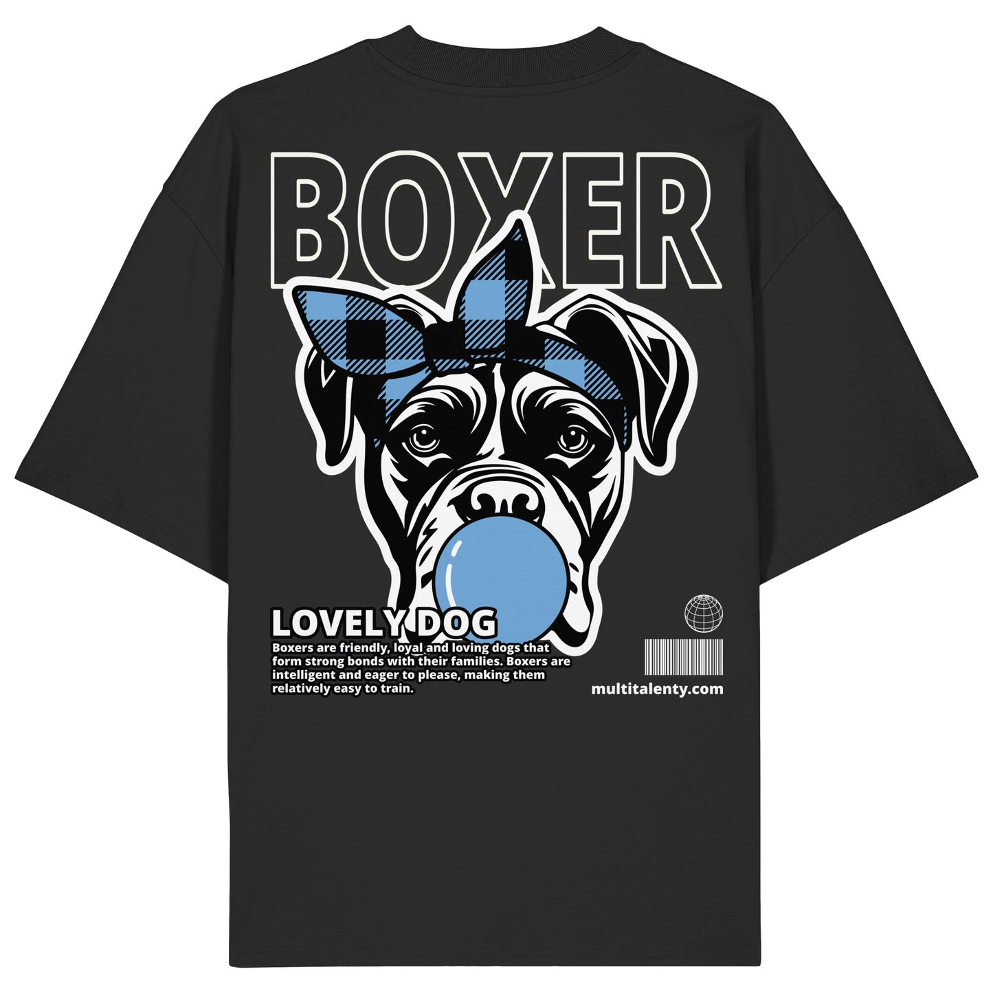 Bubble Gum Boxer (blau) - Organic Oversize Shirt