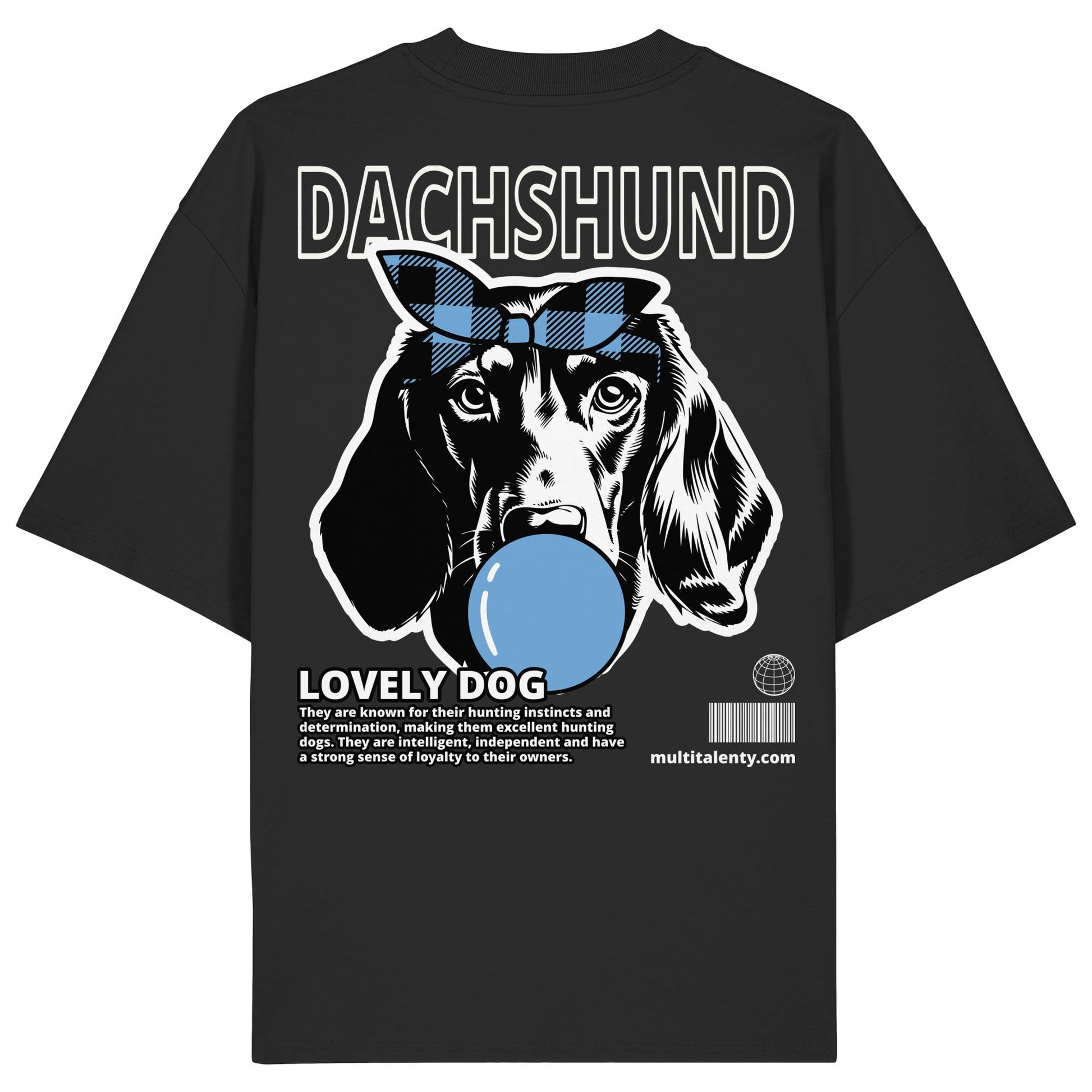 Bubble Gum Dachshund (blau) - Organic Oversize Shirt