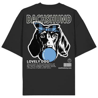 Bubble Gum Dachshund (blau) - Organic Oversize Shirt