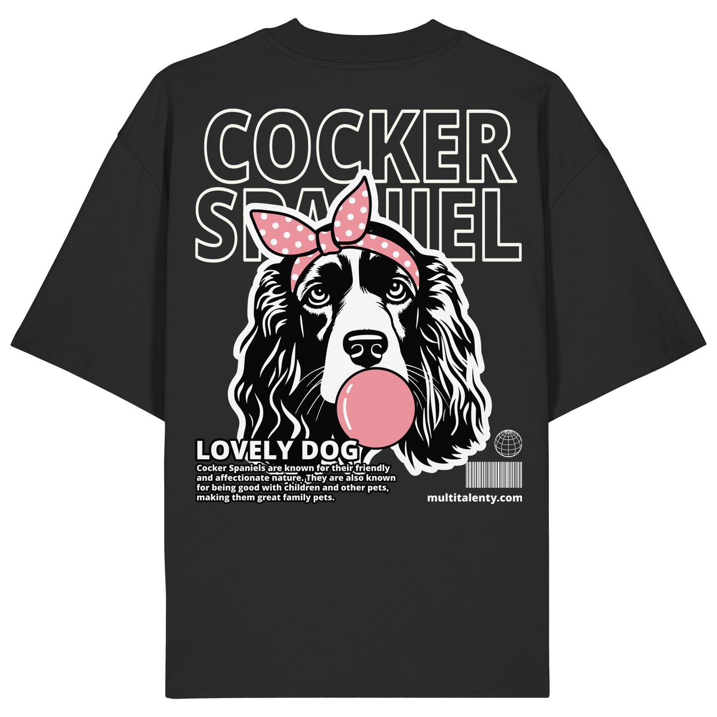 Bubble Gum Cocker Spaniel (rosa) - Organic Oversize Shirt