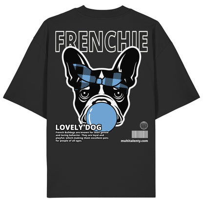 Bubble Gum Frenchie (blau) - Organic Oversize Shirt