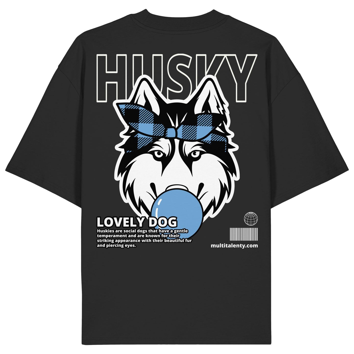 Bubble Gum Husky (blau) - Organic Oversize Shirt