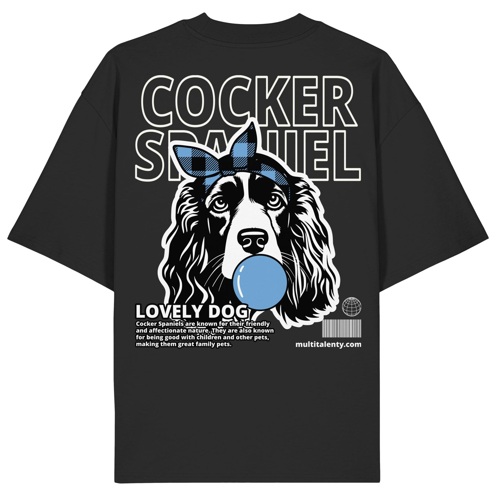 Bubble Gum Cocker Spaniel (blau) - Organic Oversize Shirt