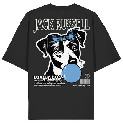Bubble Gum Jack Russell (blau) - Organic Oversize Shirt