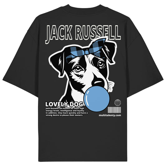 Bubble Gum Jack Russell (blau) - Organic Oversize Shirt