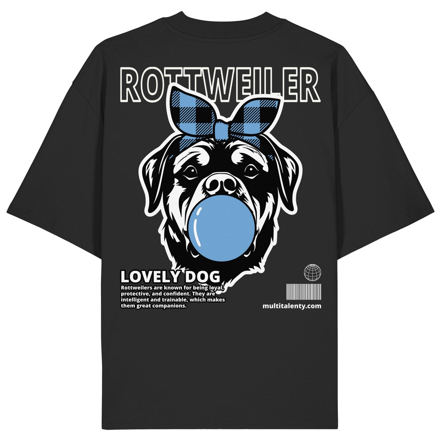 Bubble Gum Rottweiler (blau) - Organic Oversize Shirt