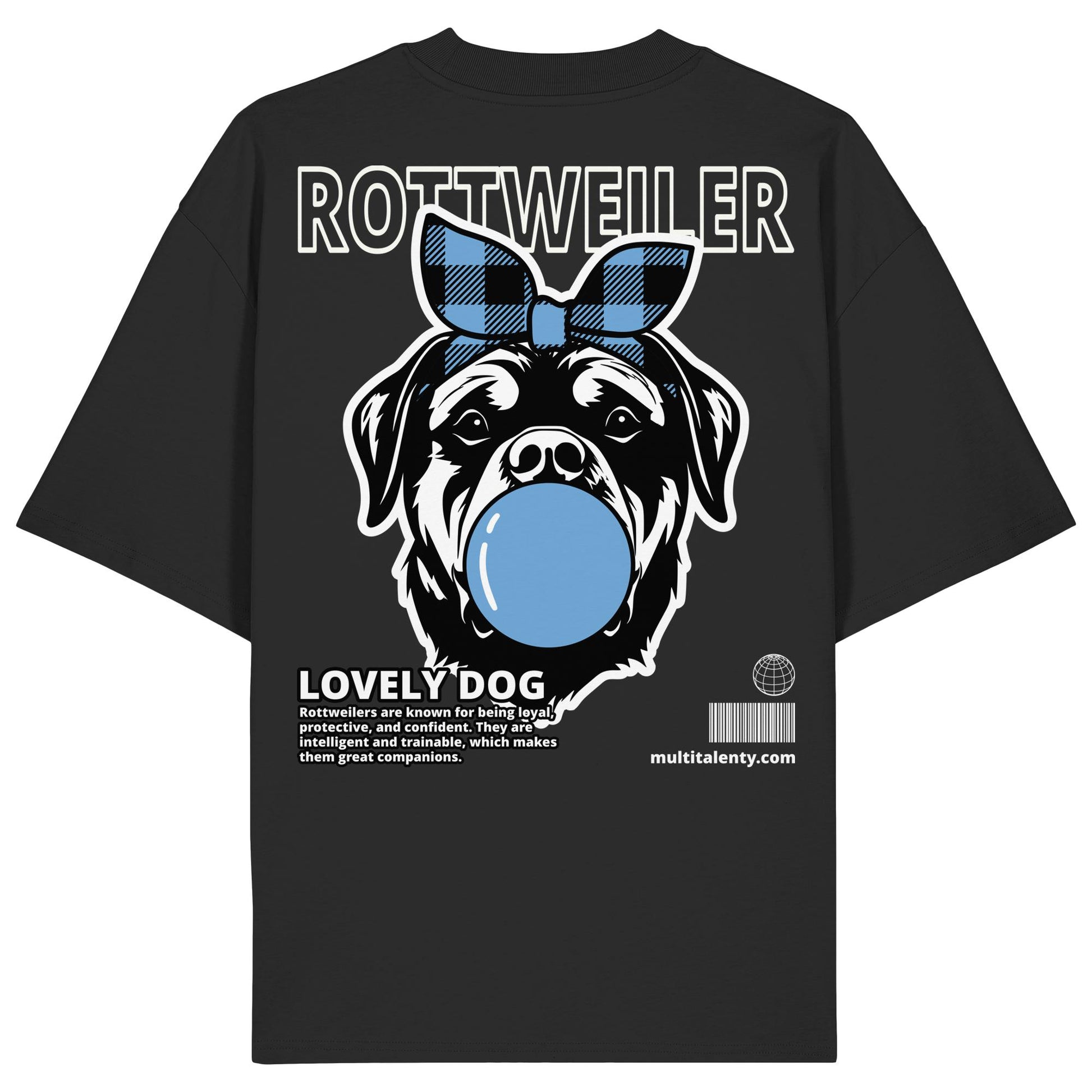 Bubble Gum Rottweiler (blau) - Organic Oversize Shirt