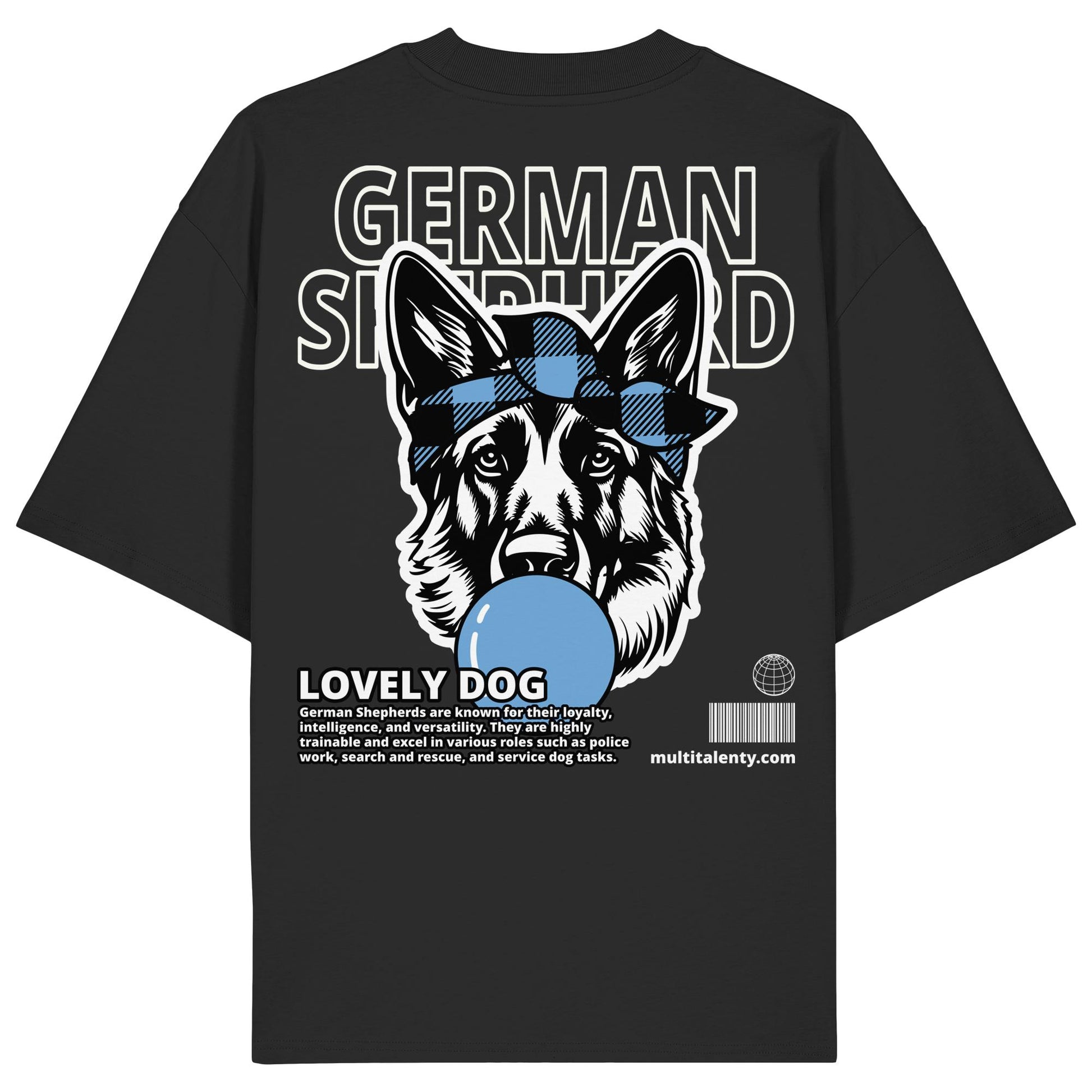 Bubble Gum German Shepherd (blau) - Organic Oversize Shirt