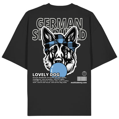 Bubble Gum German Shepherd (blau) - Organic Oversize Shirt