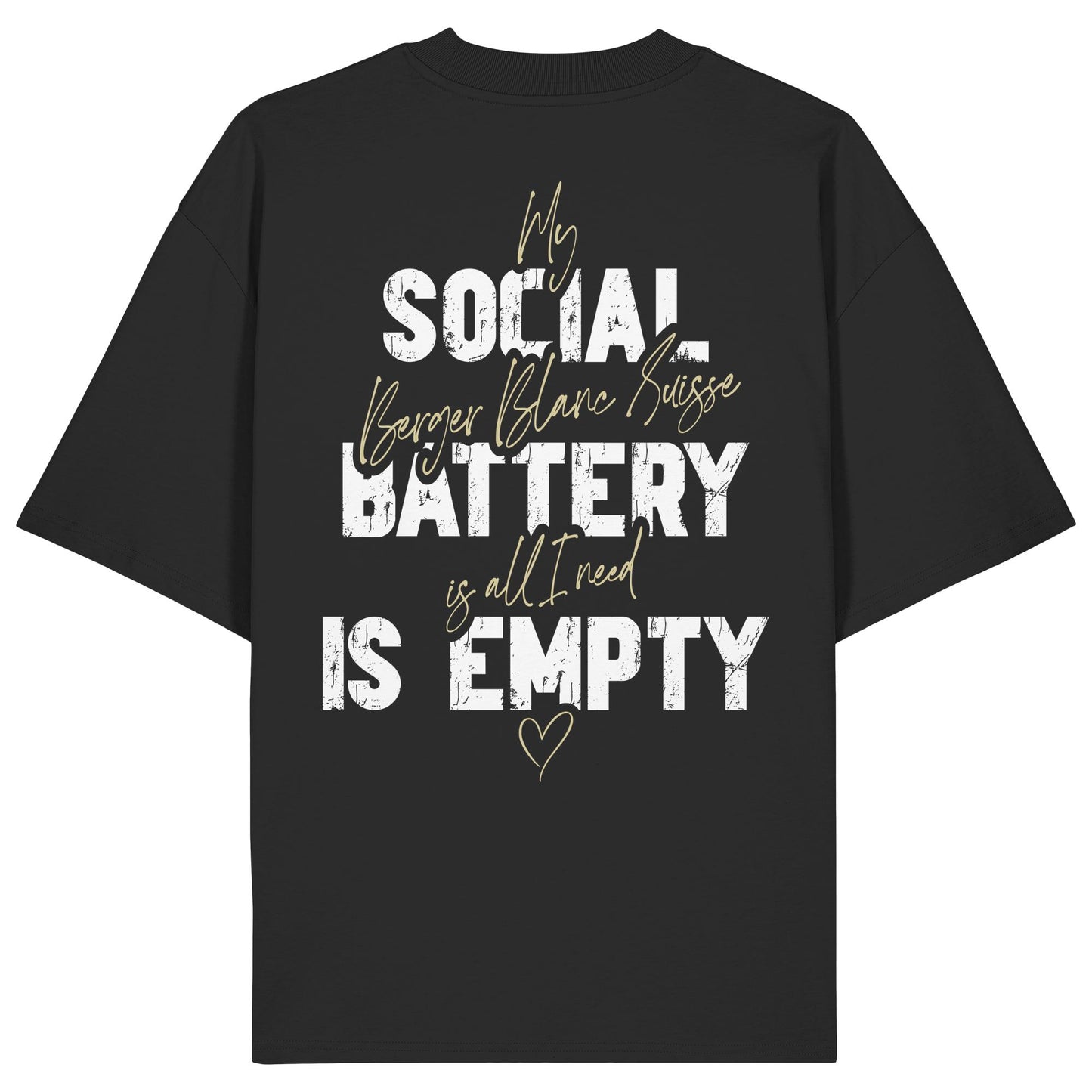Social Battery Is Empty - Weißer Schäferhund - Organic Oversize Shirt