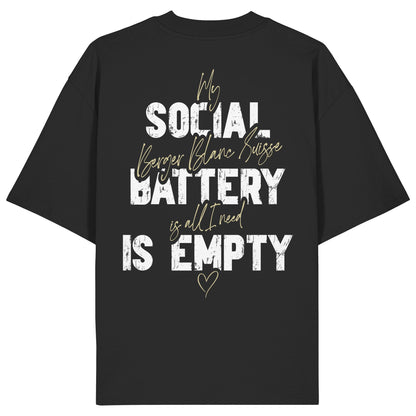 Social Battery Is Empty - Weißer Schäferhund - Organic Oversize Shirt
