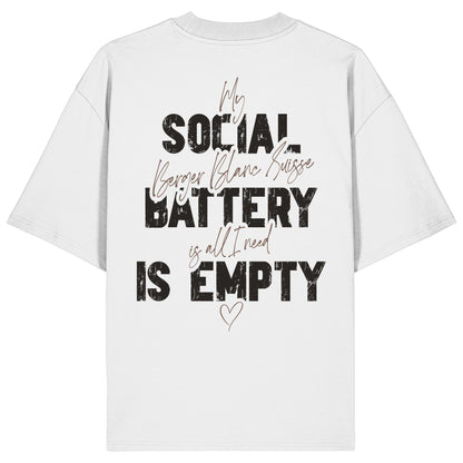 Social Battery Is Empty - Weißer Schäferhund - Organic Oversize Shirt