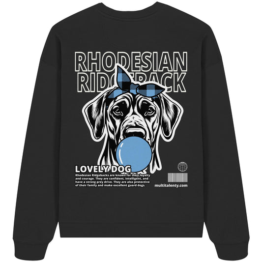 Bubble Gum Rhodesian Ridgeback (blau) - Organic Oversize Sweatshirt