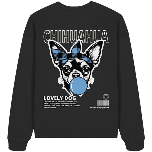 Bubble Gum Chihuahua (blau) - Organic Oversize Sweatshirt