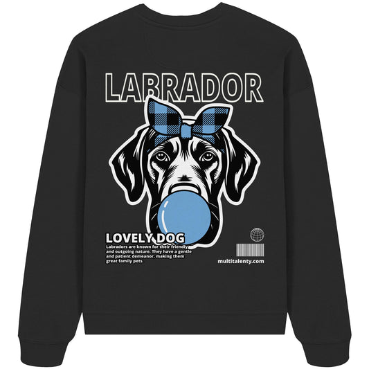 Bubble Gum Labrador (blau) - Organic Oversize Sweatshirt