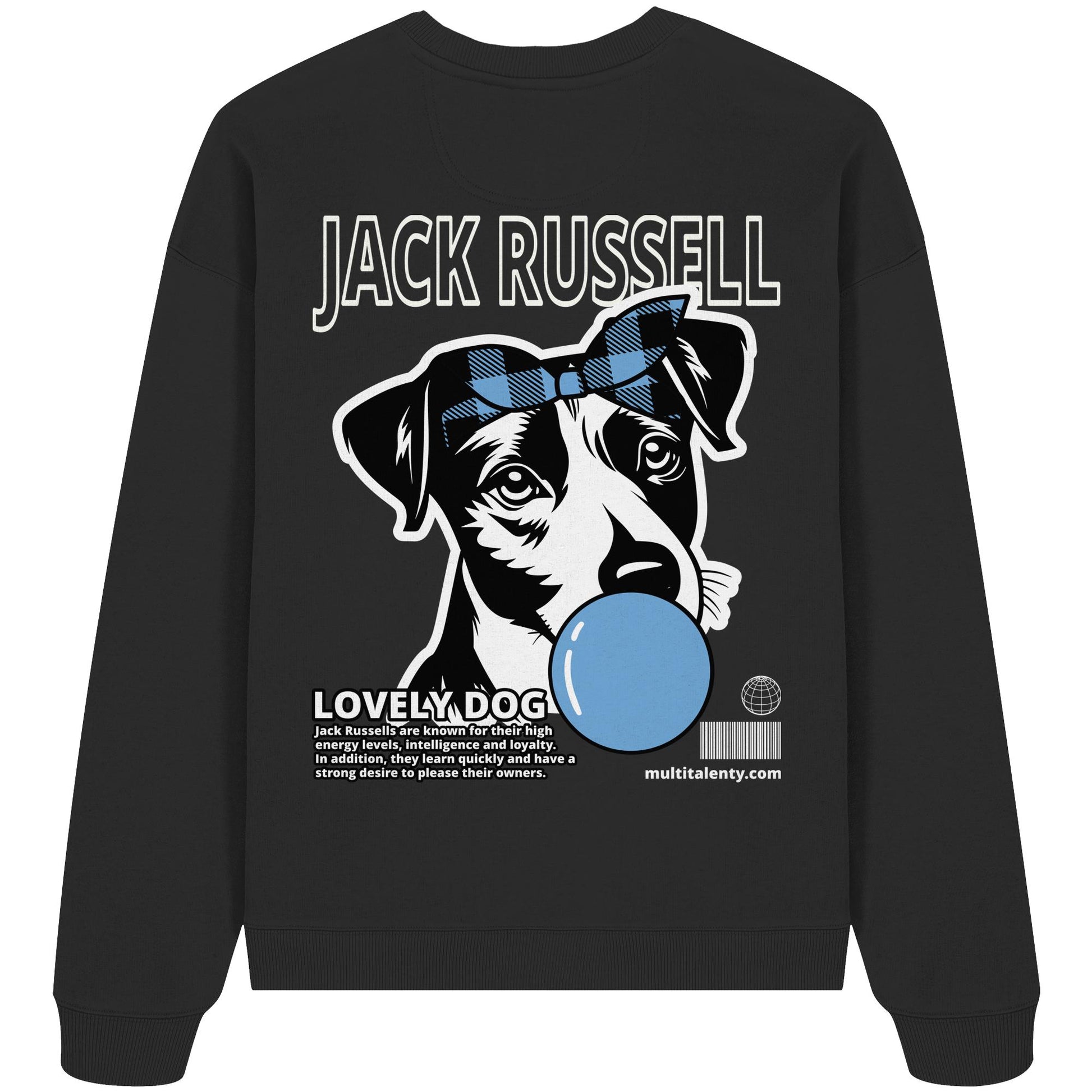 Bubble Gum Jack Russell (blau) - Organic Oversize Sweatshirt