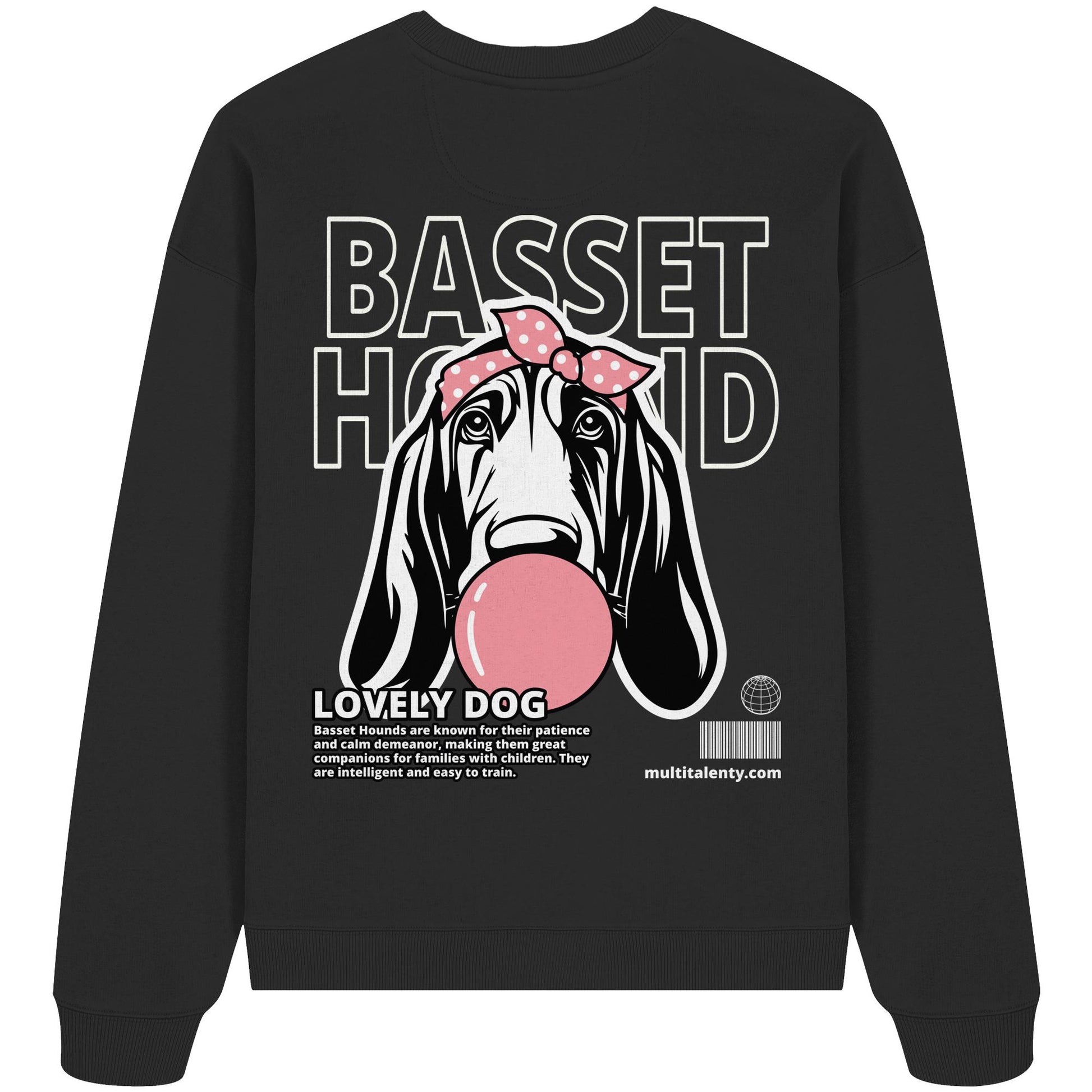 Bubble Gum Basset Hound (rosa) - Organic Oversize Sweatshirt