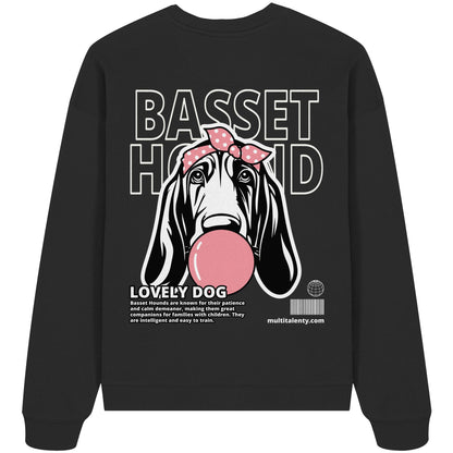 Bubble Gum Basset Hound (rosa) - Organic Oversize Sweatshirt