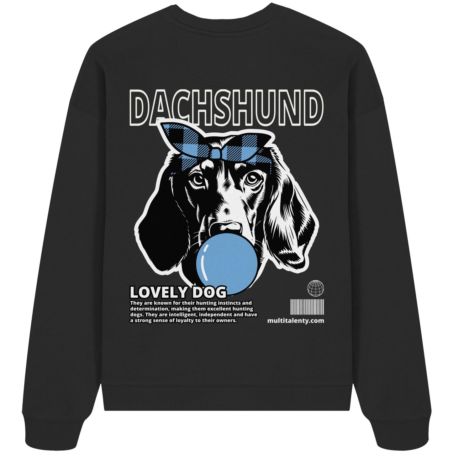 Bubble Gum Dachshund (blau) - Organic Oversize Sweatshirt
