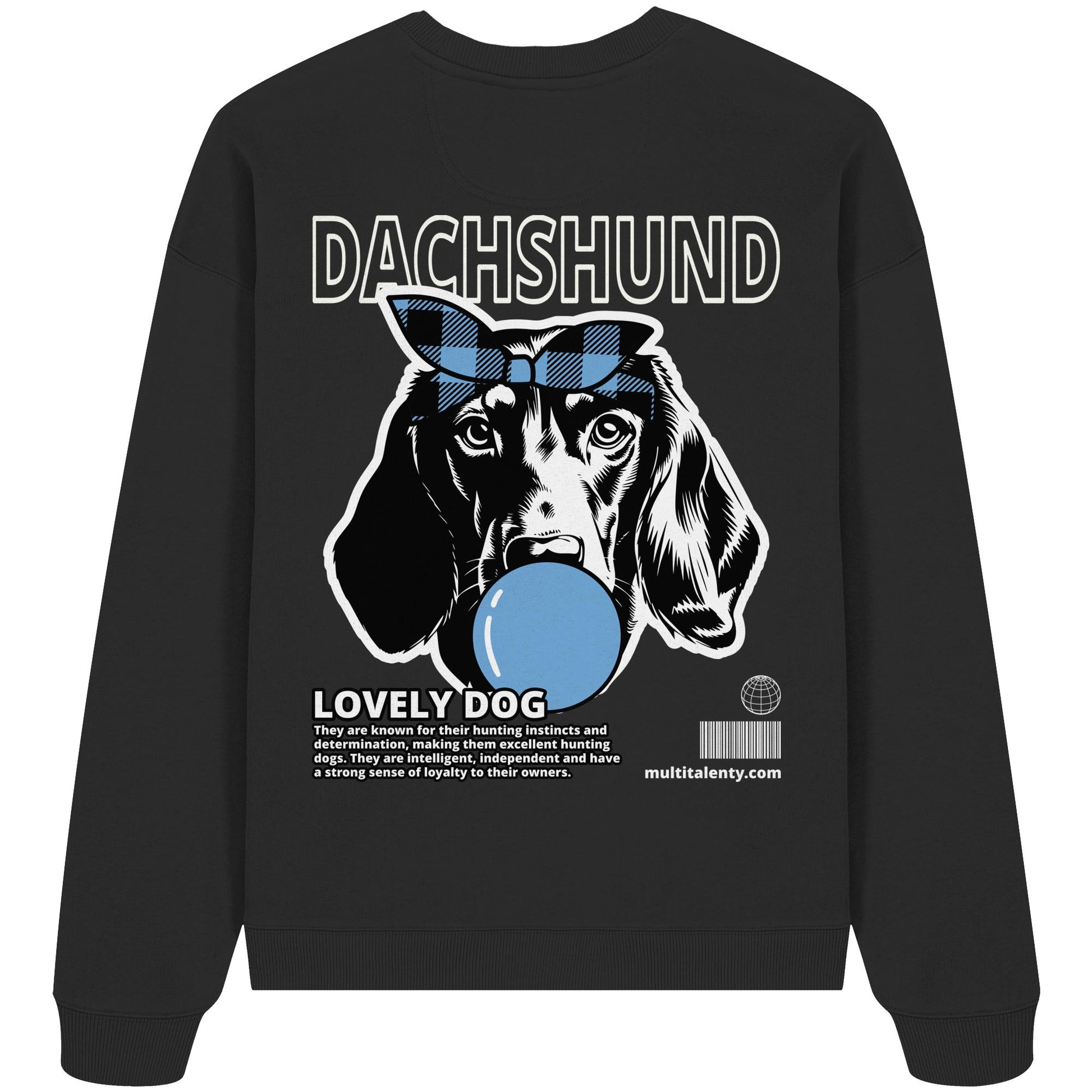 Bubble Gum Dachshund (blau) - Organic Oversize Sweatshirt
