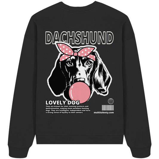 Bubble Gum Dachshund (rosa) - Organic Oversize Sweatshirt
