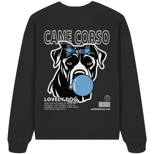 Bubble Gum Cane Corso (blau) - Organic Oversize Sweatshirt
