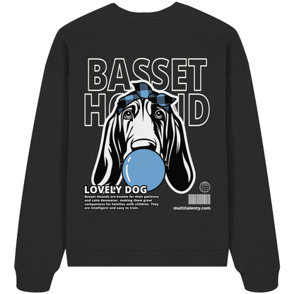 Bubble Gum Basset Hound (blau) - Organic Oversize Sweatshirt