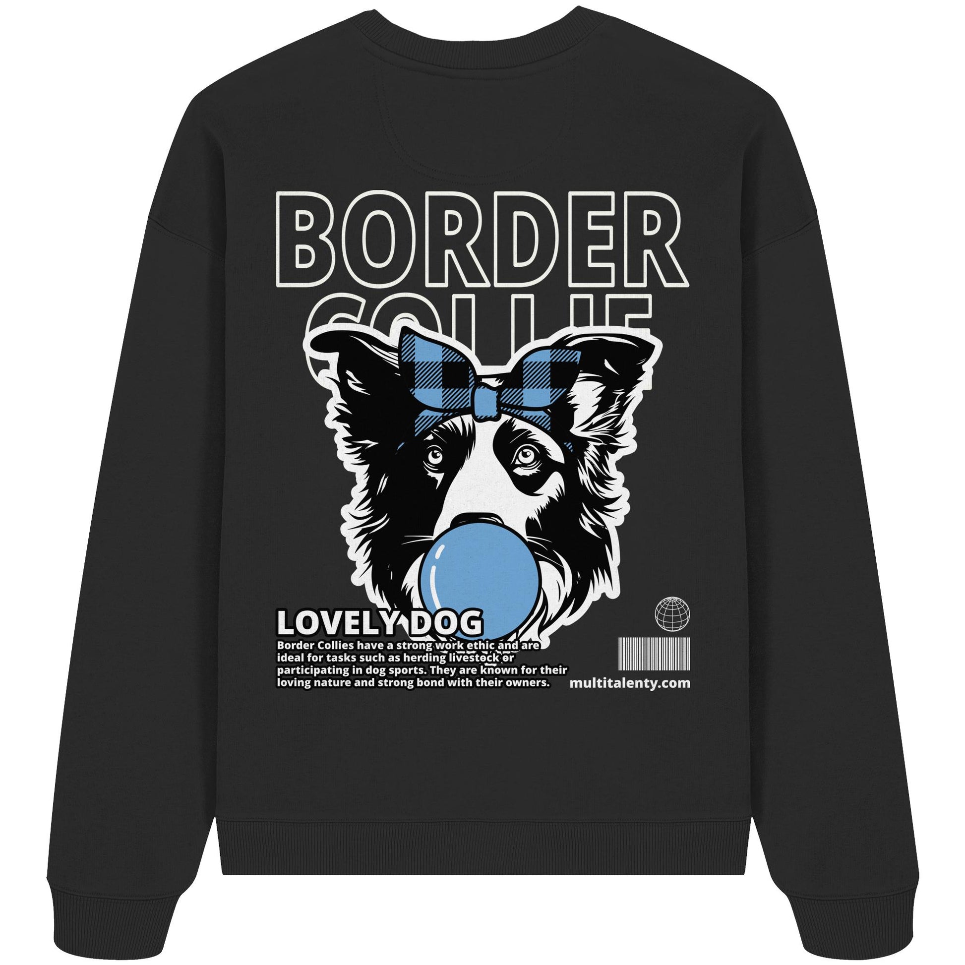 Bubble Gum Border Collie (blau) - Organic Oversize Sweatshirt