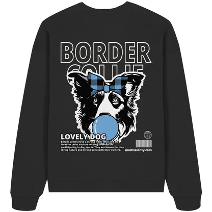 Bubble Gum Border Collie (blau) - Organic Oversize Sweatshirt