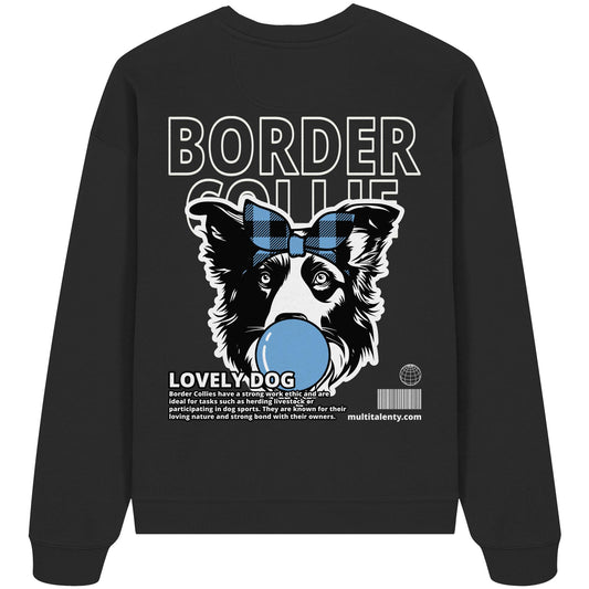 Bubble Gum Border Collie (blau) - Organic Oversize Sweatshirt