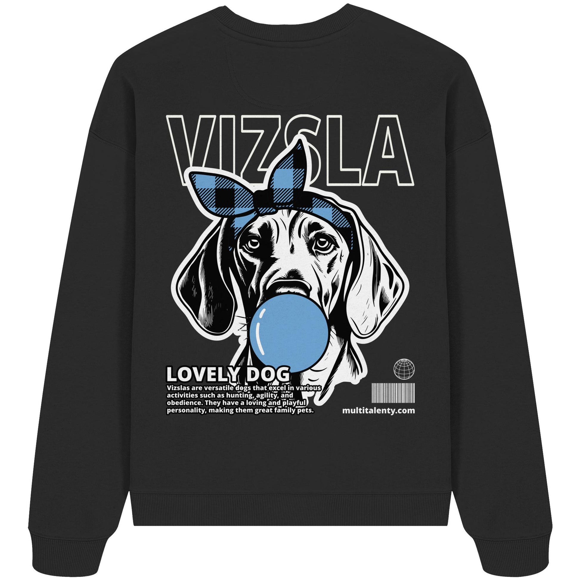 Bubble Gum Vizsla (blau) - Organic Oversize Sweatshirt