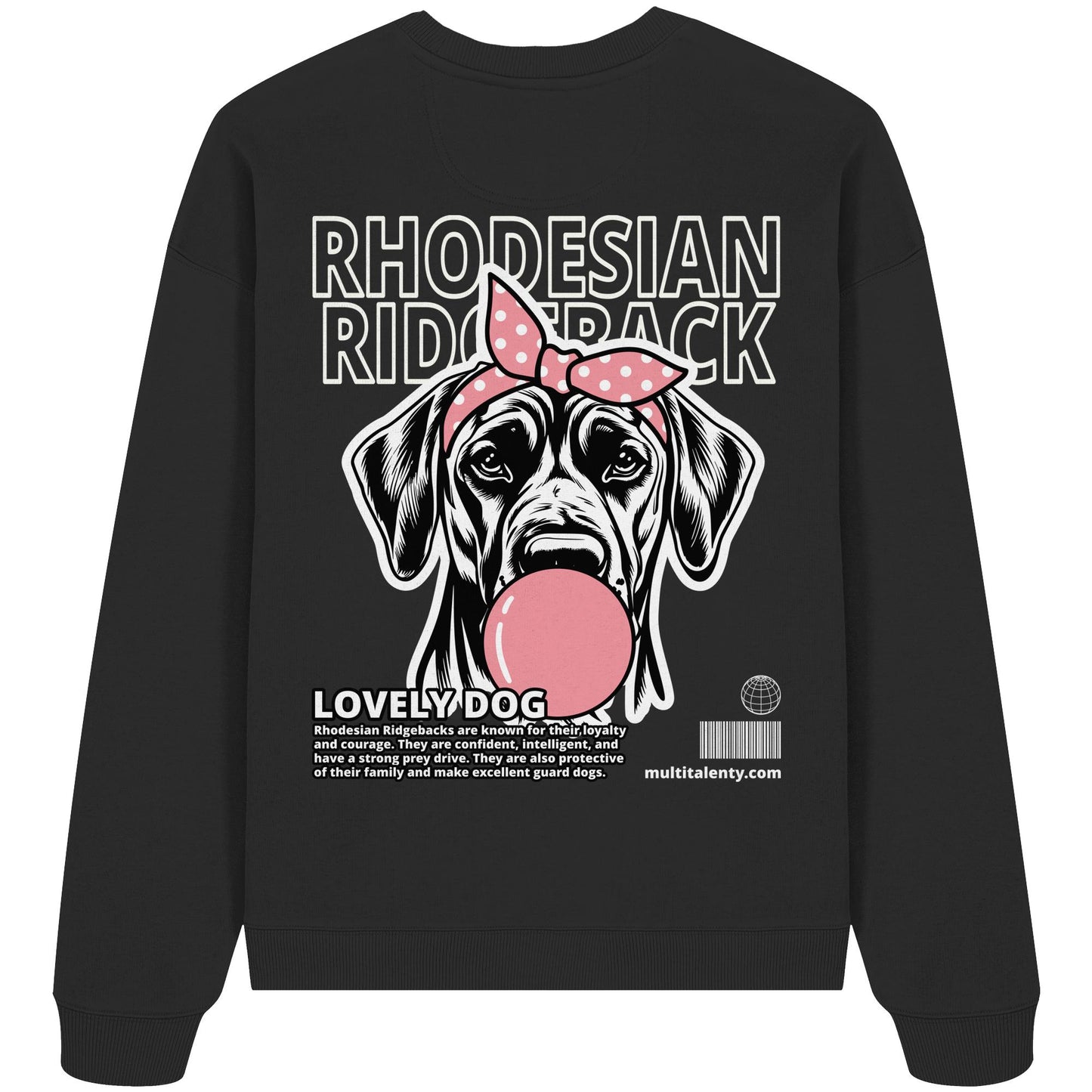 Bubble Gum Rhodesian Ridgeback (rosa) - Organic Oversize Sweatshirt