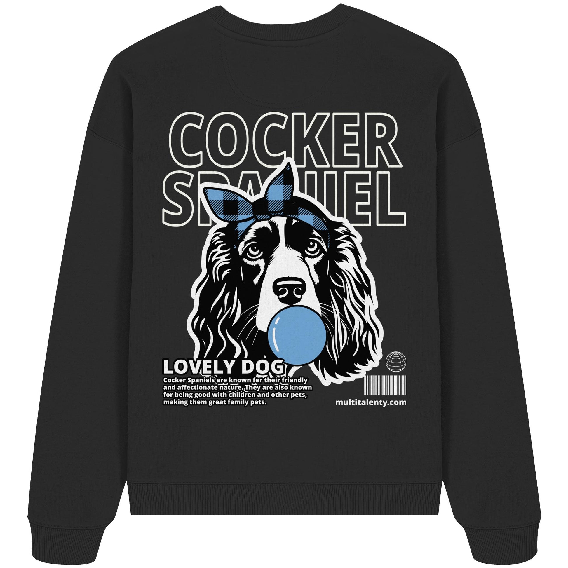 Bubble Gum Cocker Spaniel (blau) - Organic Oversize Sweatshirt