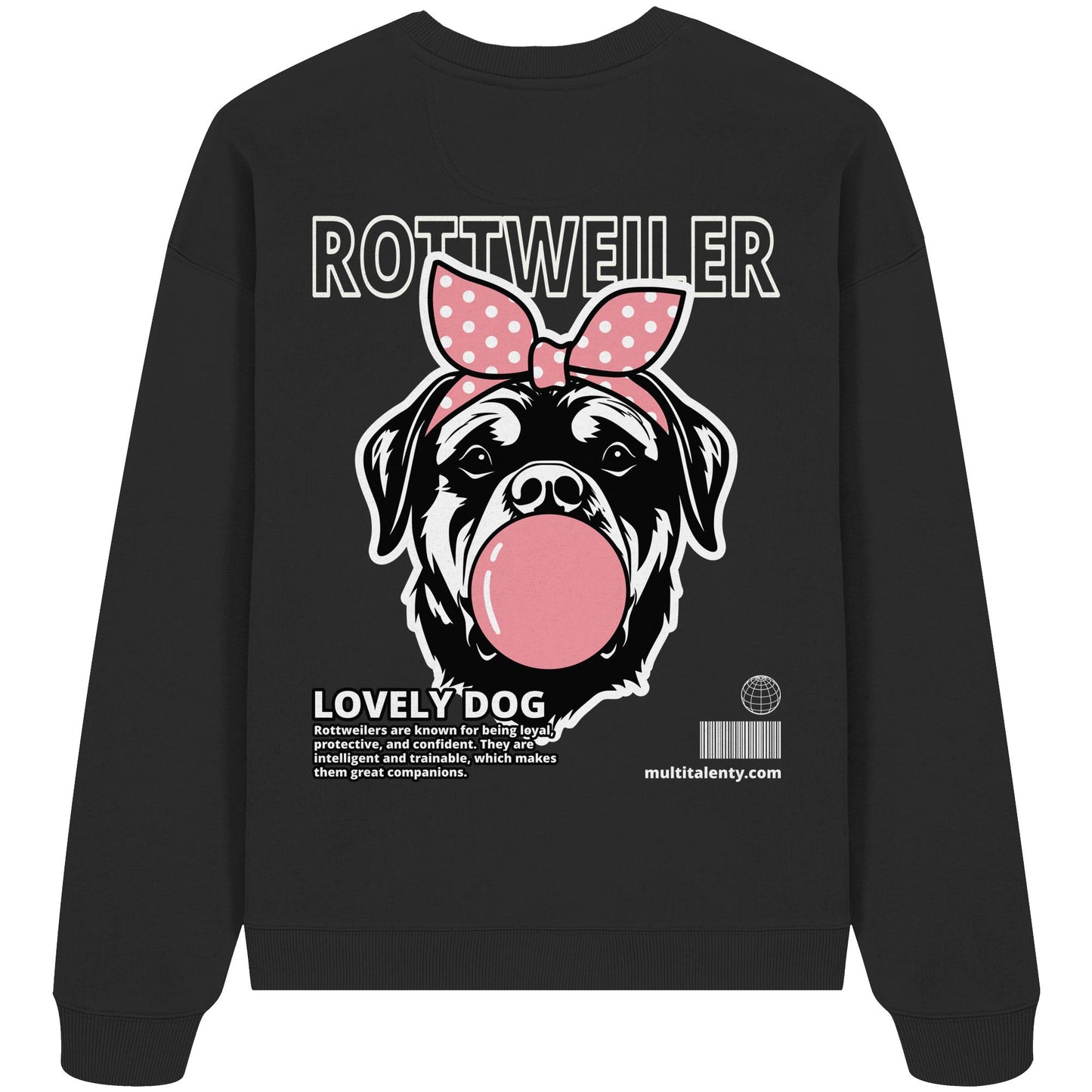 Bubble Gum Rottweiler (rosa) - Organic Oversize Sweatshirt