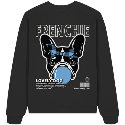 Bubble Gum Frenchie (blau) - Organic Oversize Sweatshirt