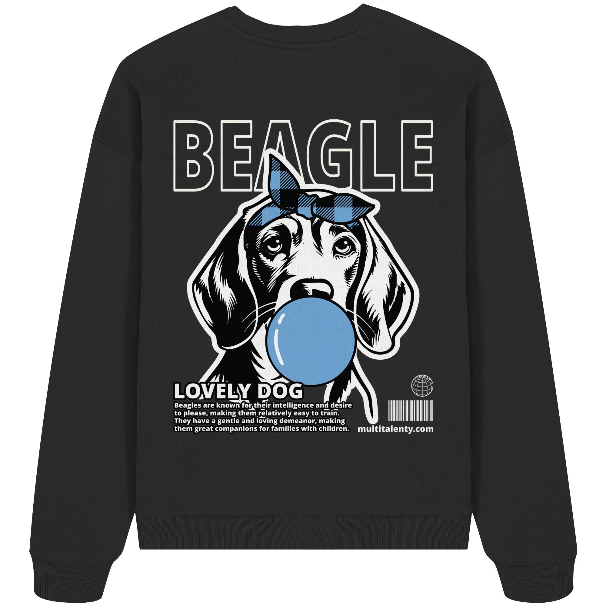 Bubble Gum Beagle (blau)  - Organic Oversize Sweatshirt