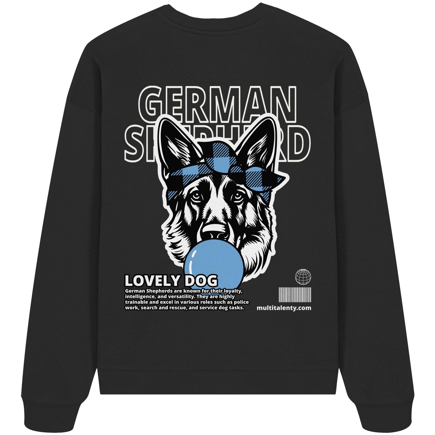 Bubble Gum German Shepherd (blau) - Organic Oversize Sweatshirt