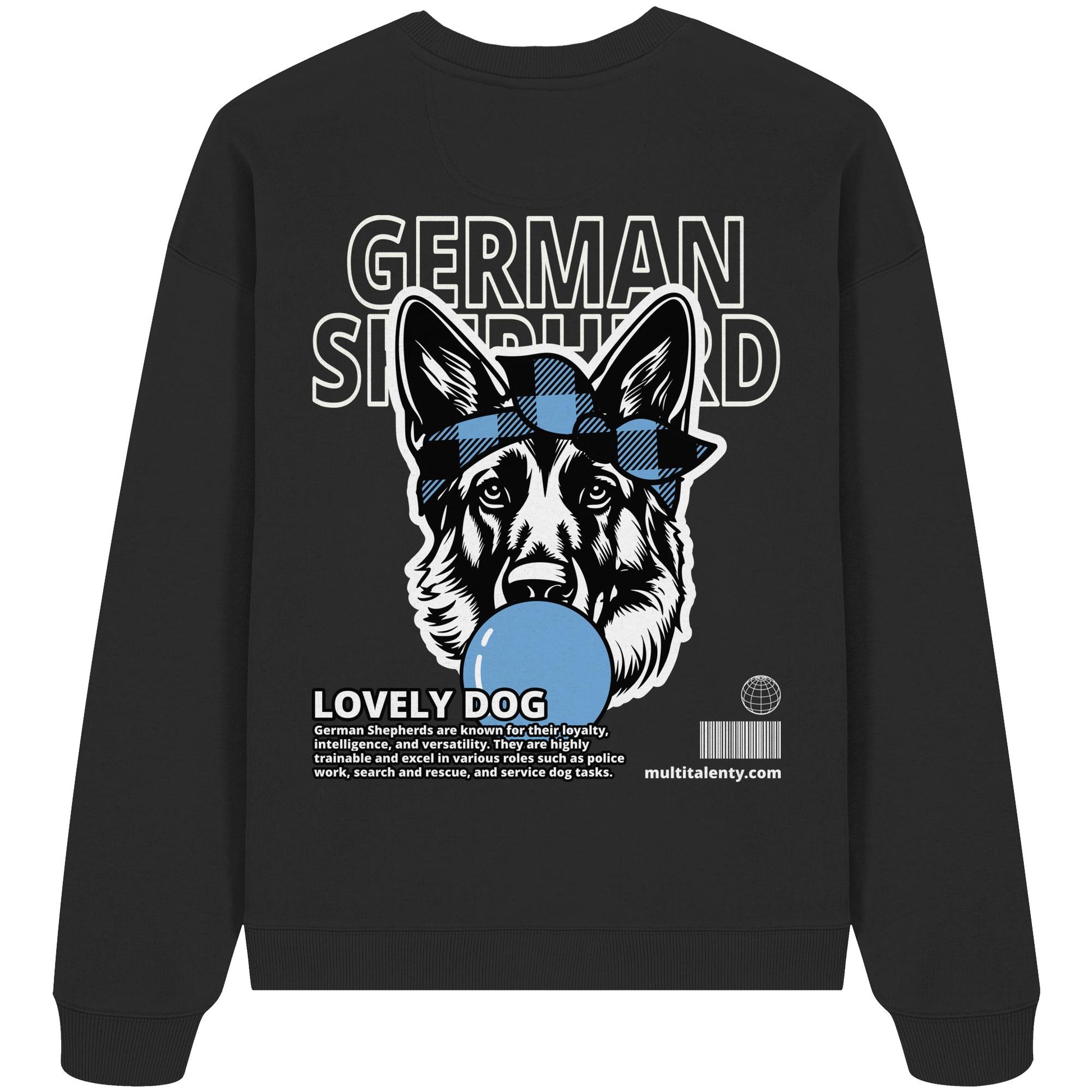Bubble Gum German Shepherd (blau) - Organic Oversize Sweatshirt
