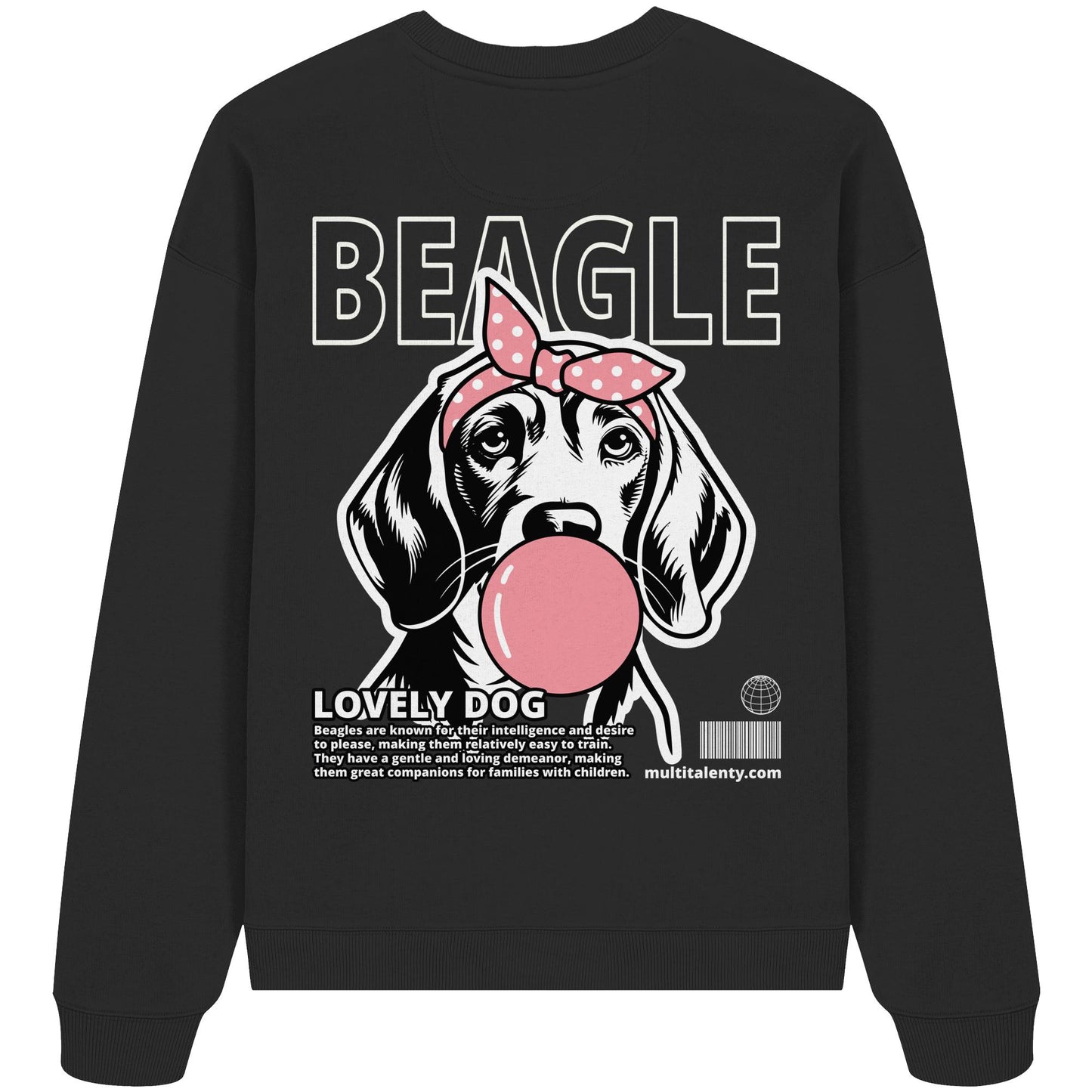 Bubble Gum Beagle (rosa) - Organic Oversize Sweatshirt
