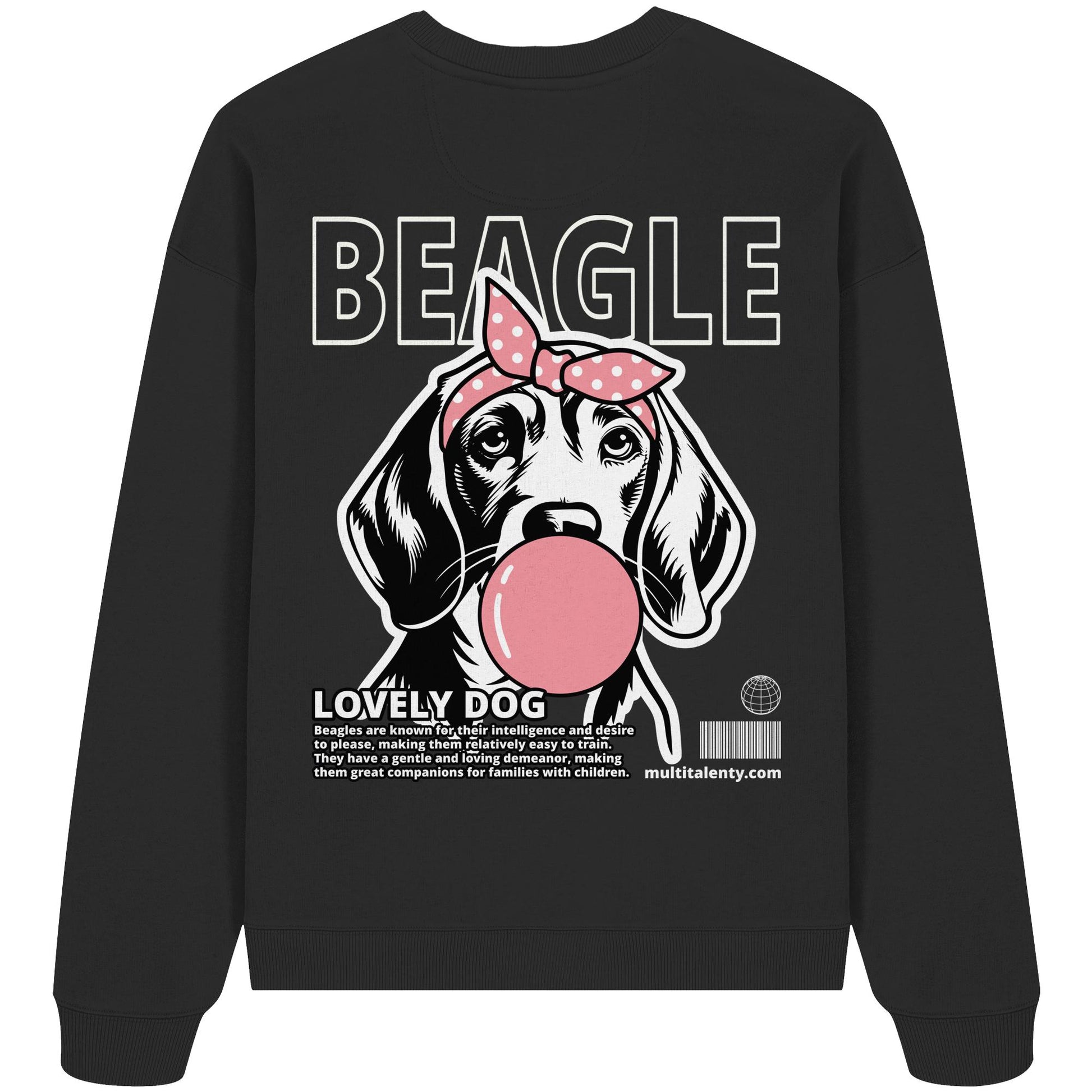 Bubble Gum Beagle (rosa) - Organic Oversize Sweatshirt